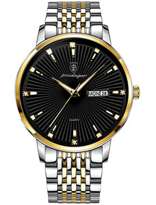 Мъжки часовник Poedagar CS1410, неръждаема стомана, сребристо-златист, черен циферблат