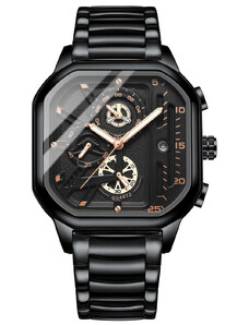 Мъжки часовник Poedagar CS1416, неръждаема стомана, черен, черно-златен циферблат