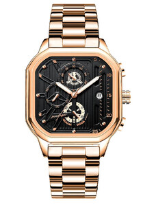 Мъжки часовник Poedagar CS1419, неръждаема стомана, злато, черен циферблат
