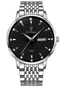 Мъжки часовник Poedagar CS1414, неръждаема стомана, сребрист, черен циферблат