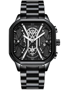 Мъжки часовник Poedagar CS1424, неръждаема стомана, черен, черно-сребърен циферблат
