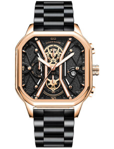Мъжки часовник Poedagar CS1425, неръждаема стомана, черно злато, черен циферблат