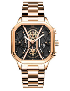 Мъжки часовник Poedagar CS1426, неръждаема стомана, злато, черен циферблат