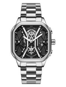 Мъжки часовник Poedagar CS1427, неръждаема стомана, сребрист, черен циферблат