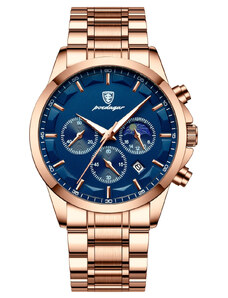 Мъжки часовник Poedagar CS1442, неръждаема стомана, злато, син циферблат