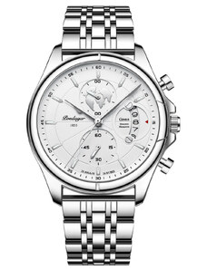Мъжки часовник Poedagar CS1457, неръждаема стомана, сребрист, бял циферблат