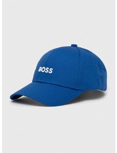 Памучна шапка с козирка BOSS в черно с апликация 50495121