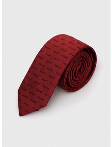 Копринена вратовръзка HUGO в червено 50494277