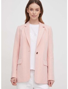 Сако с лен Barbour в розово с едно копче с изчистен дизайн