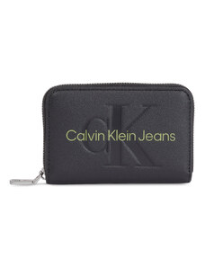 Малък дамски портфейл Calvin Klein Jeans Sculpted Med Zip Around Mono K60K607229 Black/Dark Juniper 0GX