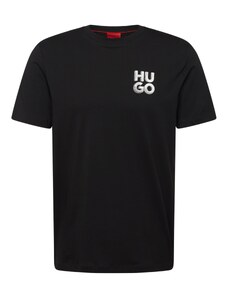 HUGO Тениска 'Detzington241' сиво / сребърно сиво / черно