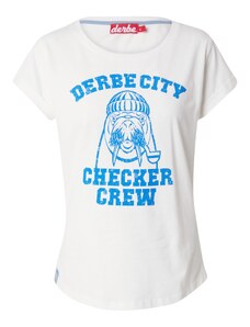 Derbe Тениска 'Derbe City' неоново синьо / мръсно бяло