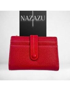 NAZAZU Компактно дамско портмоне с много прегради - Червено 040201