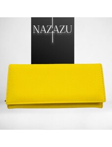 NAZAZU Елегантно дамско портмоне с много прегради от Естествена кожа - Жълто 040221