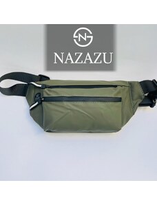 NAZAZU Мъжка чанта от водоустойчива материя и ципове - Зелена 040224