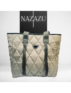 NAZAZU Стилна ежедневна дамска чанта от шушляк и ефектни дръжки - Зелена 1223061