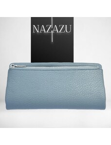 NAZAZU Стилно дамско портмоне с магнит тип книга - Светло синьо 040214