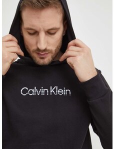 Памучен суичър Calvin Klein в черно с качулка принт K10K112445