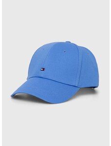 Памучна шапка с козирка Tommy Hilfiger в синьо с изчистен дизайн AM0AM11478