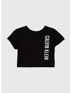 Детска плажна тениска Calvin Klein Jeans в черно
