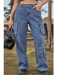 LoveYourCurvy Свободни макси дънки с ластична талия и карго джобове