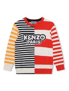 Детски памучен пуловер Kenzo Kids в червено от лека материя