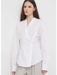 Памучна риза Calvin Klein дамска в бяло със стандартна кройка K20K206599