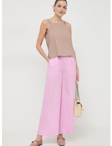 Ленен панталон Marella в розово с широка каройка, висока талия 2413131084200