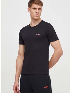 Памучна тениска HUGO (3 броя) в черно с принт 50480088