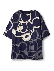Desigual Тениска 'Arty Mickey Mouse' бежово / нейви синьо