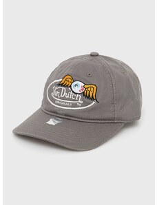 Памучна шапка с козирка Von Dutch в сиво с апликация