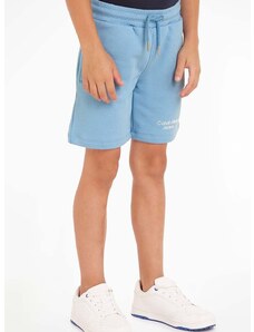 Детски къси панталони Calvin Klein Jeans в синьо с регулируема талия