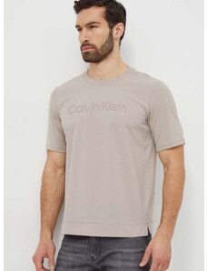 Тениска за трениране Calvin Klein Performance в бежово с апликация