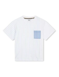 Детска памучна тениска BOSS в бяло с десен