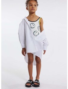 Детска памучна рокля Marc Jacobs в бяло къса с уголемена кройка
