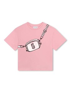 Детска памучна тениска Marc Jacobs в розово