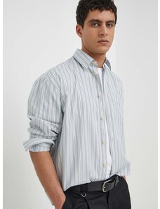 Памучна риза Drykorn RIKOV мъжка в сиво със свободна кройка с класическа яка 14407847360