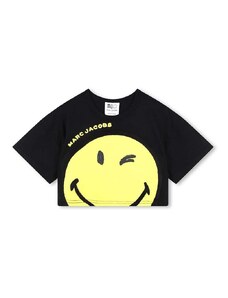 Детска памучна тениска Marc Jacobs x Smiley в черно