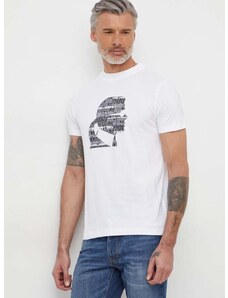 Памучна тениска Karl Lagerfeld в бежово с принт 542241.755423