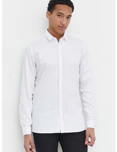 Риза HUGO мъжка в бяло с кройка по тялото класическа яка 50513945