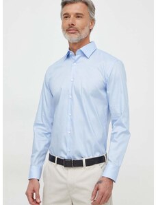 Памучна риза BOSS мъжка в синьо със стандартна кройка с класическа яка 50512842