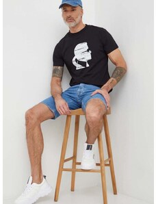 Памучна тениска Karl Lagerfeld в черно с принт 542241.755423