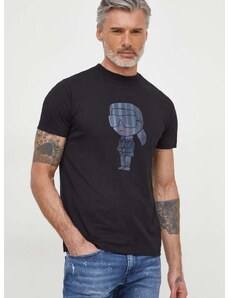 Памучна тениска Karl Lagerfeld в черно с принт 542241.755424