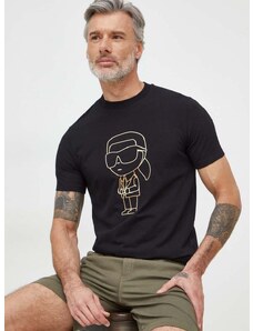 Тениска Karl Lagerfeld в черно с принт 542221.755054