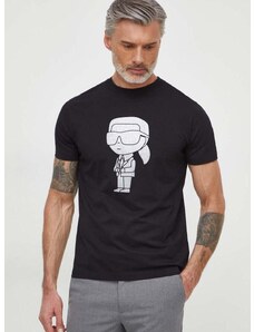 Памучна тениска Karl Lagerfeld в черно с принт 542241.755425
