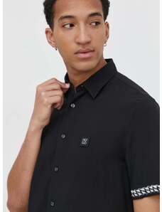Риза HUGO мъжка в черно със стандартна кройка с класическа яка 50514168
