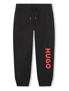 Детски спортен панталон HUGO в черно с принт