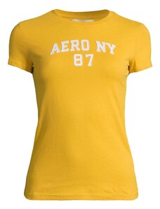 AÉROPOSTALE Тениска 'NY 87' златистожълто / бяло