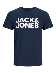 JACK & JONES Тениска нейви синьо / бяло