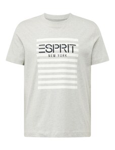 ESPRIT Тениска светлосиво / черно / бяло
